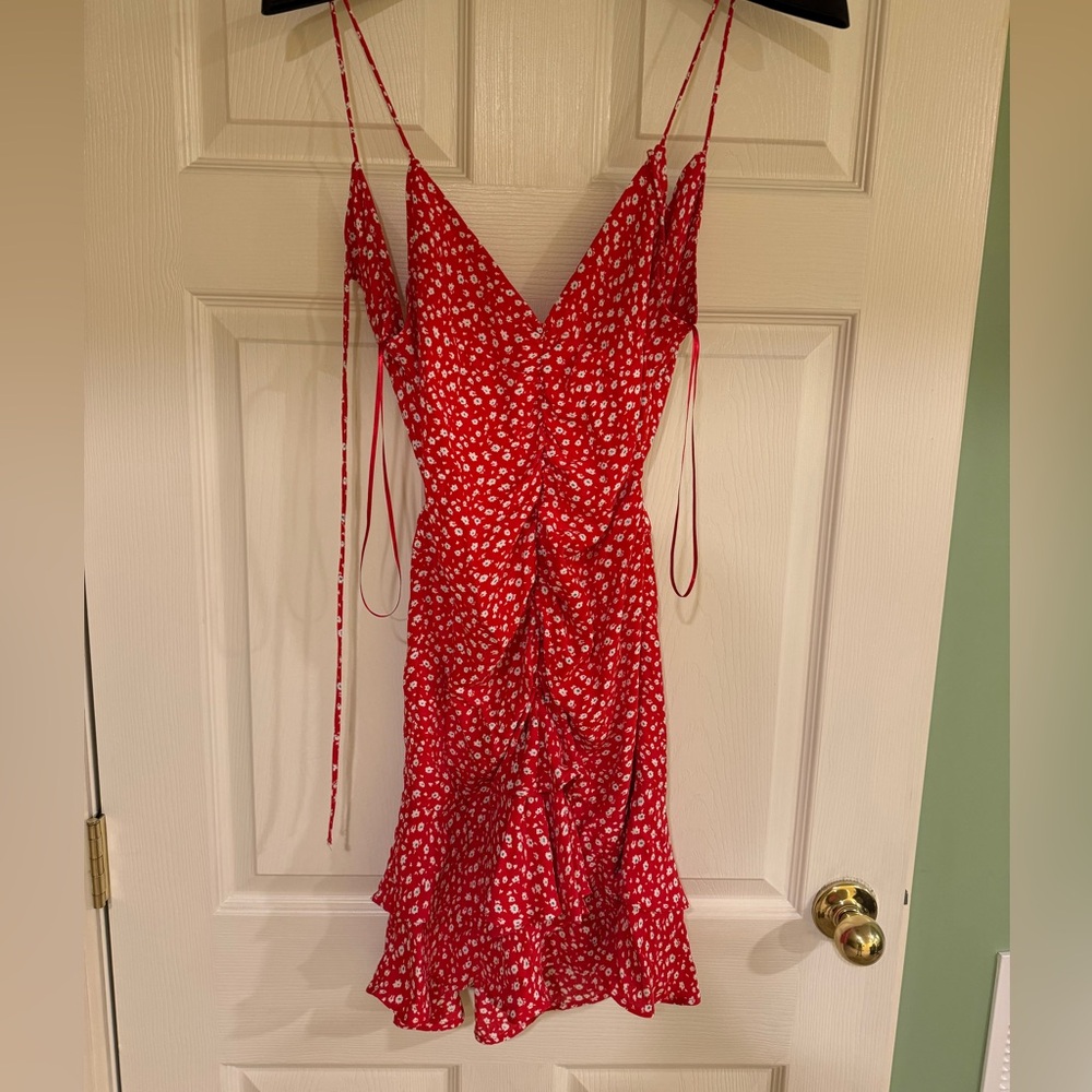 Zara Women Red Floral Print Mini Dress